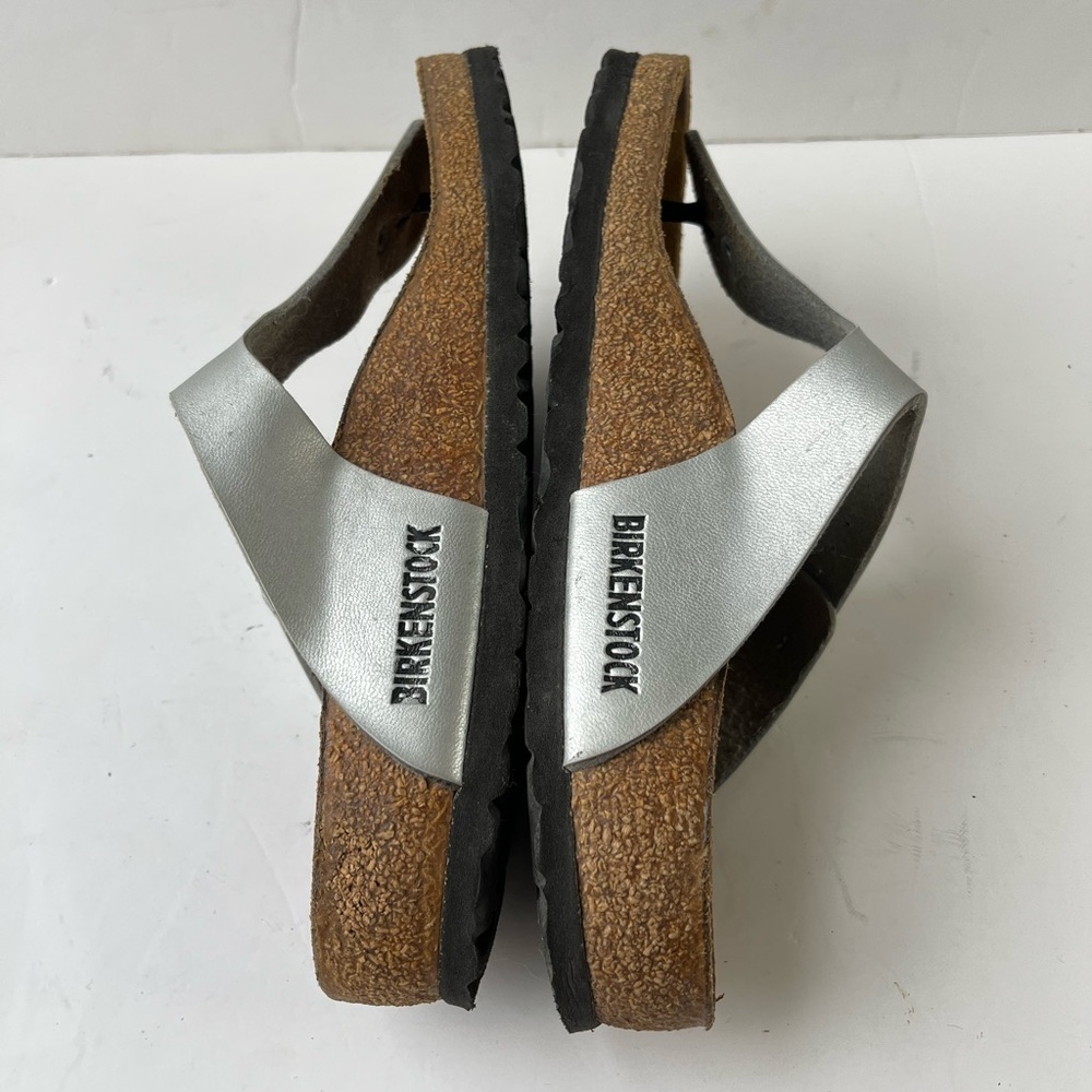 BIRKENSTOCK Gizeh Birko-Flor Silver Thong Sandals US 6 EU 37 - Picture 4 of 9